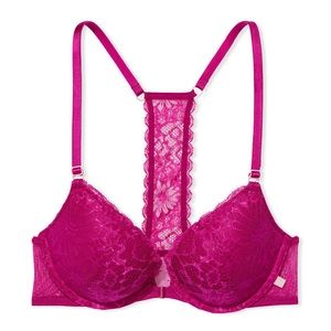 Victoria’s Secret Sexy Tee Lace Push Up Bra 32B - Raspberry Pink